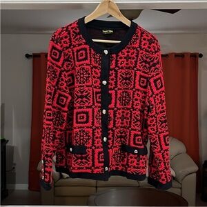 Vintage Stuart Alan Long Sleeve Red/Black Blazer/Jacket Size 18